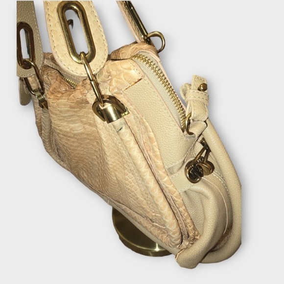 Chloe 2-Way Beige Python Leather Medium Paraty Satchel - Picture 6 of 11